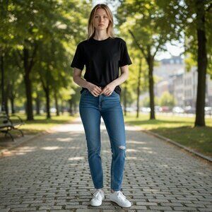 See Thru Soul Womens Size 25 Medium Wash Morgan Tomboy Distressed Skinny Jeans